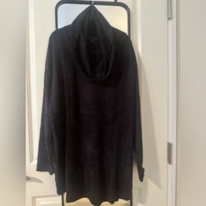 EUC Barefoot Dreams CozyChic Ultra Lite Coastal Cowl Neck Tunic 2X in Black